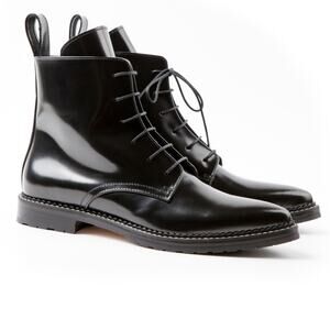 Inch2 Dapper pointed-toe lace-up boots black leather sz 42